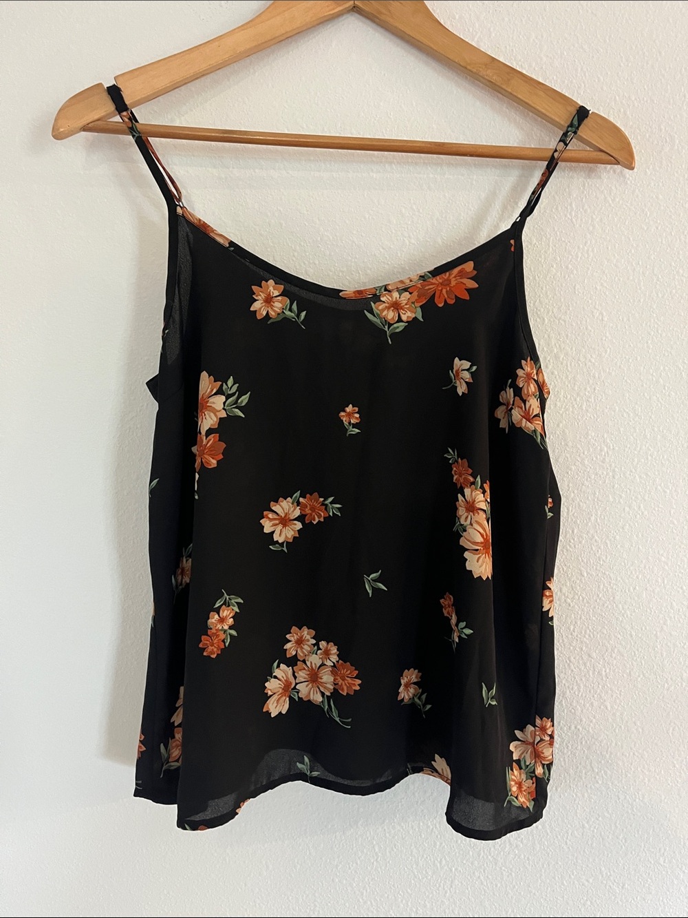 Forever 21 Black Floral Spaghetti Strap Tank Top